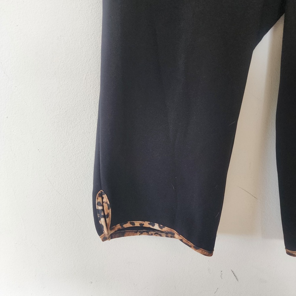 Vintage Y2K Zoey Beth Black Animal Print Capri Pants 3X Made in USA - Picture 2 of 7